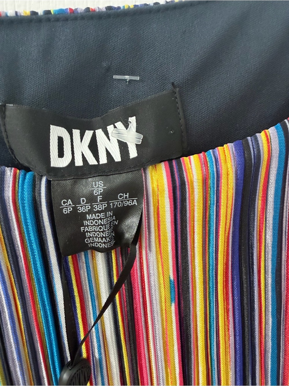 DKNY Womens Navy Striped Cap Sleeve Crew Neck Short Party Fit + Flare Dress 6P - Picture 8 of 11